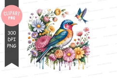 Birds and flowers clipart png Product Image 1