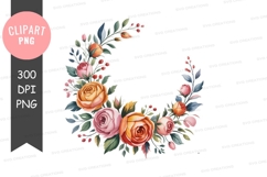Floral wreath clipart png Product Image 1