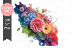 Colorful bouquet of flowers clipart png Product Image 1