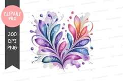 Colorful floral splash clipart png Product Image 1