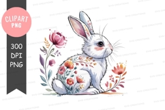 Floral bunny clipart png Product Image 1