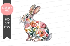 Floral bunny clipart png Product Image 1
