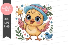 Cute chick with hat and wand clipart png Product Image 1