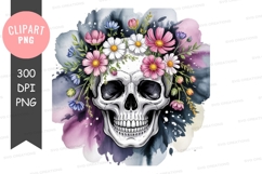 Floral skull clipart png Product Image 1