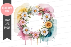 Colorful floral wreath clipart png Product Image 1