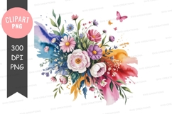 Colorful floral bouquet with butterflies Product Image 1