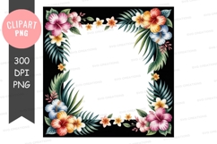 Tropical floral frame clipart png Product Image 1