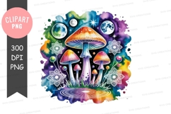 Fantasy mushroom landscape clipart png Product Image 1