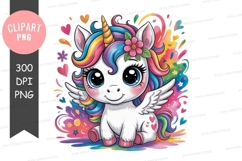 Colorful unicorn clipart png Product Image 1