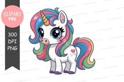 Colorful unicorn clipart png Product Image 1