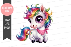 Colorful unicorn clipart png Product Image 1