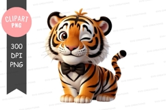 Cute tiger cub with bow tie png Product Image 1