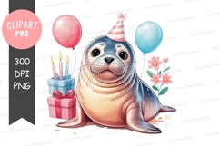 Celebrating seal clipart png Product Image 1