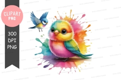 Colorful birds in paint splash png Product Image 1