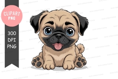 Cute pug puppy clipart png Product Image 1