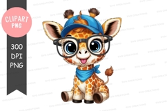 Adorable giraffe with glasses and hat Product Image 1