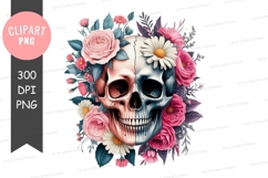 Floral skull clipart png Product Image 1