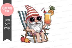 Relaxing gnome with tropical drink Product Image 1