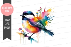 Colorful bird on a branch clipart png Product Image 1