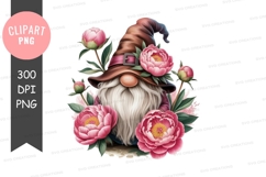 Enchanted gnome with pink flowers Product Image 1