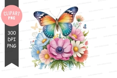 Colorful butterfly on a bouquet of flowers Product Image 1
