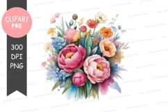 Vibrant flower bouquet clipart png Product Image 1