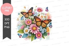 Vibrant garden with butterflies clipart png Product Image 1