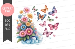 Floral bouquet with butterflies clipart png Product Image 1