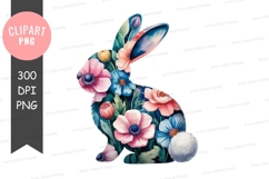 Floral bunny clipart png Product Image 1