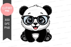 Cute panda with glasses clipart png Product Image 1