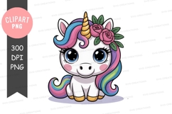 Colorful unicorn clipart png Product Image 1