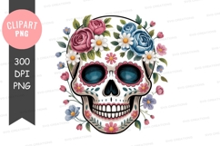Floral sugar skull clipart png Product Image 1