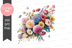 Vibrant flower bouquet clipart png Product Image 1