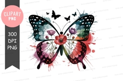 Colorful butterfly with flowers clipart png Product Image 1