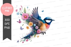 Bird in flight with flowers png Product Image 1
