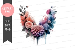 Colorful floral butterfly clipart png Product Image 1