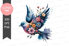 Bird with floral wings clipart png Product Image 1
