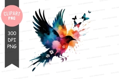Colorful bird in flight with butterflies Product Image 1