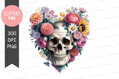 Floral skull clipart png Product Image 1