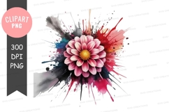 Vibrant flower splash clipart png Product Image 1
