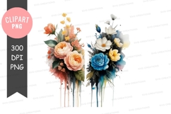 Colorful floral bouquet clipart png Product Image 1