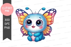 Blue butterfly character clipart png Product Image 1