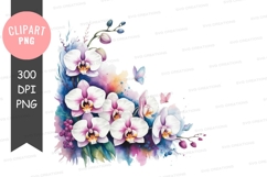 Elegant orchid bouquet clipart png Product Image 1