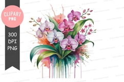 Vibrant orchid bouquet clipart png Product Image 1