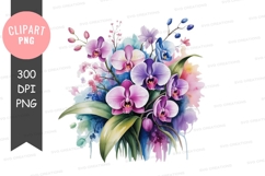 Colorful orchid bouquet clipart png Product Image 1