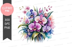 Colorful orchid bouquet clipart png Product Image 1