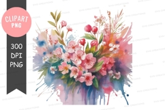 Watercolor floral bouquet png Product Image 1