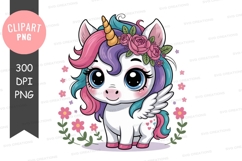 Cute cartoon unicorn clipart png Product Image 1