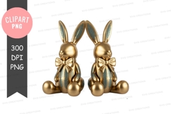 Golden bunny clipart png Product Image 1