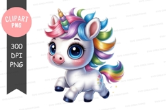 Colorful unicorn clipart png Product Image 1